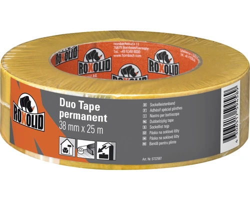 ROXOLID Duo Tape Permanent Dubbelzijdig Tape Voor Plinten Bruin 38 Mm X 25 M 3 ROXOLID Duo Tape Permanent Dubbelzijdig Tape Voor Plinten Bruin 38 Mm X 25 M