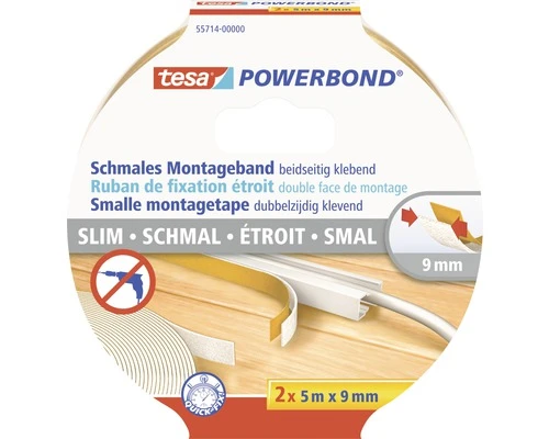 TESA Powerbond Montagetape Smal Dubbelzijdig Klevend Wit 5 M X 9 Mm 2 Stuks 3 TESA Powerbond Montagetape Smal Dubbelzijdig Klevend Wit 5 M X 9 Mm 2 Stuks