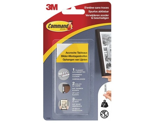 3M Command Schilderij Ophangstrips Wit Large Tot 7,2 Kg 3 3M Command Schilderij Ophangstrips Wit Large Tot 7,2 Kg