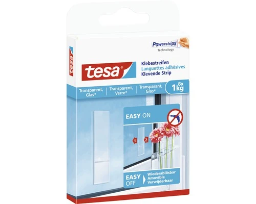 TESA Powerstrips Klevende Strips Transparant Voor Glas 1 Kg 8 Stuks 4 TESA Powerstrips Klevende Strips Transparant Voor Glas 1 Kg 8 Stuks - Afbeelding 2