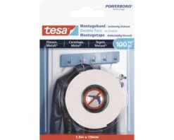 TESA Powerbond Montagetape Dubbelzijdig Klevend Voor Tegels En Metaal Wit 1,5 M X 19 Mm