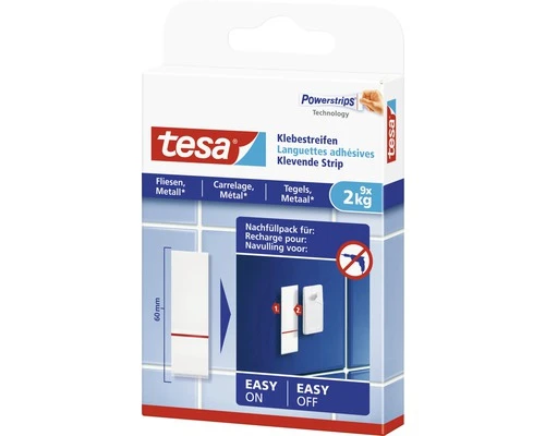 TESA Powerstrips Klevende Strips Voor Tegels & Metaal 2 Kg 9 Stuks 3 TESA Powerstrips Klevende Strips Voor Tegels & Metaal 2 Kg 9 Stuks