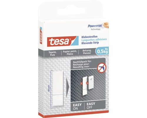 TESA Powerstrips Klevende Strips Voor Behang & Pleisterwerk 0,5 Kg 9 Stuks 4 TESA Powerstrips Klevende Strips Voor Behang & Pleisterwerk 0,5 Kg 9 Stuks - Afbeelding 2