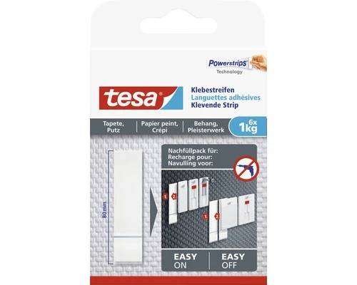TESA Powerstrips Klevende Strips Voor Behang & Pleisterwerk 1 Kg 6 Stuks 4 TESA Powerstrips Klevende Strips Voor Behang & Pleisterwerk 1 Kg 6 Stuks - Afbeelding 2