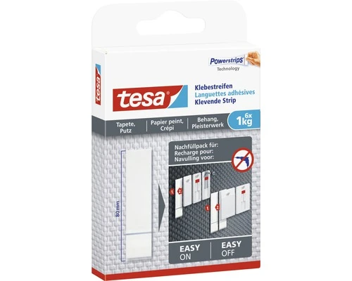 TESA Powerstrips Klevende Strips Voor Behang & Pleisterwerk 1 Kg 6 Stuks 5 TESA Powerstrips Klevende Strips Voor Behang & Pleisterwerk 1 Kg 6 Stuks - Afbeelding 3