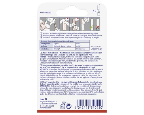 TESA Powerstrips Klevende Strips Voor Behang & Pleisterwerk 1 Kg 6 Stuks 10 TESA Powerstrips Klevende Strips Voor Behang & Pleisterwerk 1 Kg 6 Stuks - Afbeelding 8
