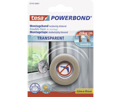TESA Powerbond Montagetape Indoor Dubbelzijdig Klevend Transparant 1,5 M X 19 Mm 3 TESA Powerbond Montagetape Indoor Dubbelzijdig Klevend Transparant 1,5 M X 19 Mm